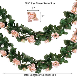 6 Ft White UV Protected Rose Chain Artificial Flower Garland