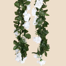 Load image into Gallery viewer, 6 Ft White UV Protected Rose Chain Artificial Flower Garland