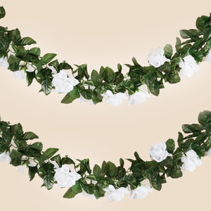 6 Ft White UV Protected Rose Chain Artificial Flower Garland