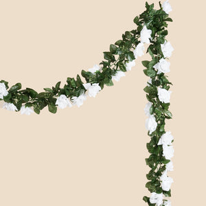 6 Ft White UV Protected Rose Chain Artificial Flower Garland