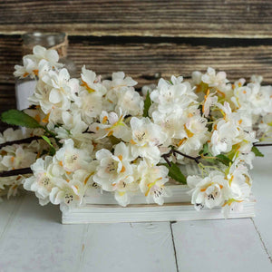 10 Pack | 40&quot; Tall Cream Silk Artificial Flowers Cherry Blossoms Bushes