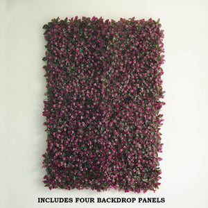 11 Sq ft. | 4 Panels Artificial Purple/Green Boxwood Hedge Faux Foliage Green Garden Wall Mat