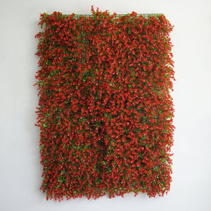 11 Sq ft. | 4 Panels Artificial Red/Green Boxwood Hedge Faux Genlisea Leaves Foliage Green Garden Wall Mat