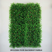 Load image into Gallery viewer, 11 Sq ft. | 4 Panels Artificial Boxwood Hedge Faux Genlisea With Colorful Flowers Foliage Green Garden Wall Mat