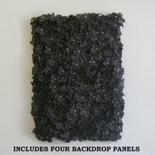Load image into Gallery viewer, 11 Sq Ft | 4 Panels UV Protected Black Hydrangea Flower Wall Mat Panel
