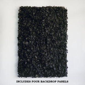 11 Sq Ft | 4 Panels UV Protected Black Hydrangea Flower Wall Mat Panel