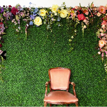 Load image into Gallery viewer, 11 Sq ft. | 4 Panels Artificial Boxwood Hedge Faux Genlisea With Colorful Flowers Foliage Green Garden Wall Mat