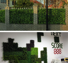 Load image into Gallery viewer, 11 Sq ft. | 4 Panels Artificial Red/Green Boxwood Hedge Faux Elliptical Leaves Foliage Green Garden Wall Mat