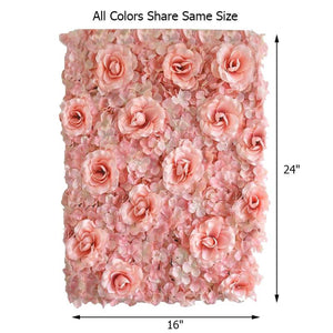 4 Pack 11 Sq ft. UV Protected 3D Cream Silk Rose &amp; Hydrangea Flower Wall Mat Panel