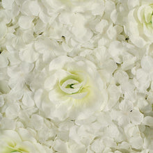 Load image into Gallery viewer, 4 Pack 11 Sq ft. UV Protected 3D Cream Silk Rose &amp; Hydrangea Flower Wall Mat Panel