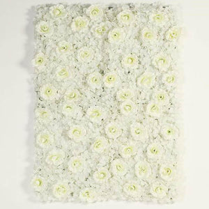 4 Pack 11 Sq ft. UV Protected 3D Cream Silk Rose &amp; Hydrangea Flower Wall Mat Panel