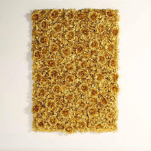 Load image into Gallery viewer, 4 Pack 11 Sq ft. UV Protected 3D Gold Silk Rose &amp; Hydrangea Flower Wall Mat Panel