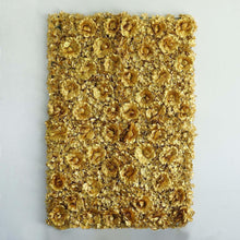 Load image into Gallery viewer, 4 Pack 11 Sq ft. UV Protected 3D Gold Silk Rose &amp; Hydrangea Flower Wall Mat Panel