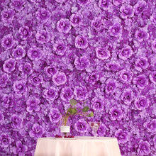 Load image into Gallery viewer, 4 Pack 11 Sq ft. UV Protected 3D Purple Silk Rose &amp; Hydrangea Flower Wall Mat Panel