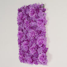 Load image into Gallery viewer, 4 Pack 11 Sq ft. UV Protected 3D Purple Silk Rose &amp; Hydrangea Flower Wall Mat Panel