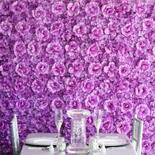 Load image into Gallery viewer, 4 Pack 11 Sq ft. UV Protected 3D Purple Silk Rose &amp; Hydrangea Flower Wall Mat Panel