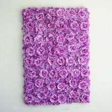 Load image into Gallery viewer, 4 Pack 11 Sq ft. UV Protected 3D Purple Silk Rose &amp; Hydrangea Flower Wall Mat Panel