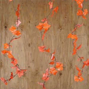 8 Pack 6 Ft Orange UV Protected Fall Ivy Silk Leaf Chain Artificial Garland