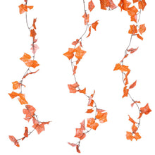 Load image into Gallery viewer, 8 Pack 6 Ft Orange UV Protected Fall Ivy Silk Leaf Chain Artificial Garland