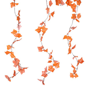 8 Pack 6 Ft Orange UV Protected Fall Ivy Silk Leaf Chain Artificial Garland