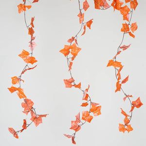 8 Pack 6 Ft Orange UV Protected Fall Ivy Silk Leaf Chain Artificial Garland