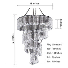 Load image into Gallery viewer, 4 Tier Crystal Pendant Lighting Diamond Chandelier - 18&quot; Diameter x 24&quot; Long