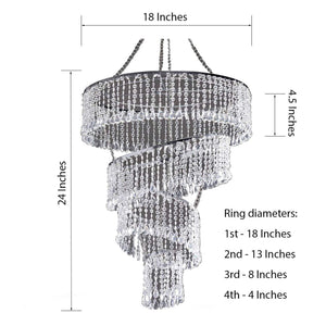 4 Tier Crystal Pendant Lighting Diamond Chandelier - 18&quot; Diameter x 24&quot; Long