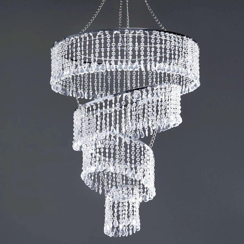 4 Tier Crystal Pendant Lighting Diamond Chandelier - 18" Diameter x 24" Long