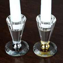 Load image into Gallery viewer, 3&quot; Gemcut Glass Crystal Votive Candlestick Holder With Silver Metal Stem