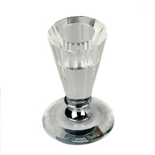 Load image into Gallery viewer, 3&quot; Gemcut Glass Crystal Votive Candlestick Holder With Silver Metal Stem