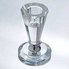 Load image into Gallery viewer, 3&quot; Gemcut Glass Crystal Votive Candlestick Holder With Silver Metal Stem