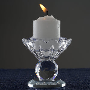 3&quot; Gemcut Glass Crystal Prism Votive Candlestick Holder