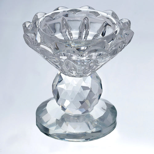 3" Gemcut Glass Crystal Prism Votive Candlestick Holder