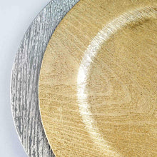 Load image into Gallery viewer, 6 Pack |13&quot; Round Wooden Textured Gold Acrylic Charger Plates