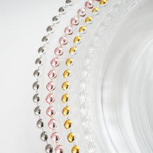 Load image into Gallery viewer, 8 Pack | 12&quot; Round Gold Beaded Rim Glass Charger Plates