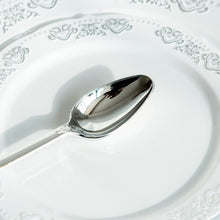 Load image into Gallery viewer, 24 Pack |  7&quot; Metallic Silver Baroque Disposable Cutlery Plastic Spoons