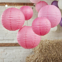 Load image into Gallery viewer, 12 Pack | 16&quot; Fushia Round Chinese Paper Lanterns