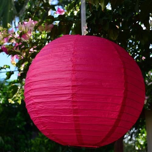 12 Pack | 16" Fushia Round Chinese Paper Lanterns