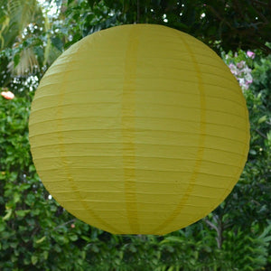 12 Pack | 16&quot; Yellow Round Chinese Paper Lanterns