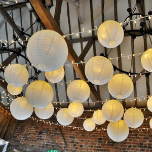 12 Pack | 16&quot; White Round Chinese Paper Lanterns