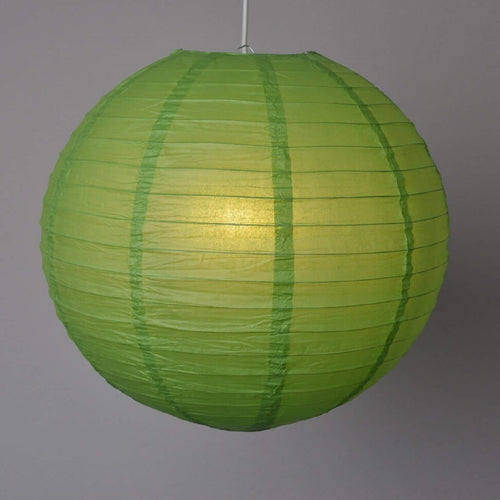 12 Pack | 30" Handcrafted Green Round Chinese Paper Lantern