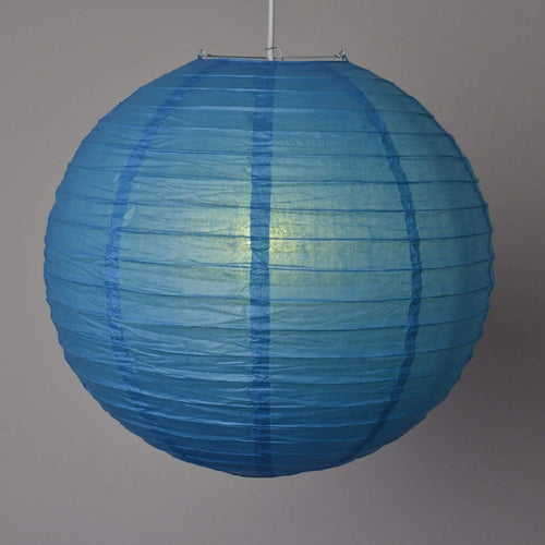 12 Pack | 30" Handcrafted Turquoise Round Chinese Paper Lantern