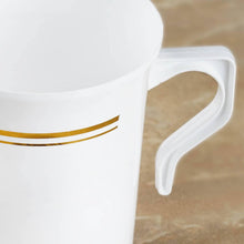 Load image into Gallery viewer, 8 Pack White with Gold 8oz Disposable Coffee Cups Tres Chic Collection