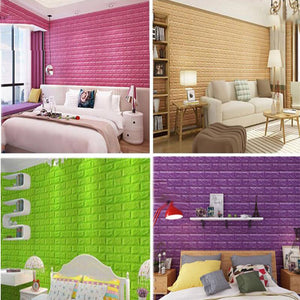 10 Pack | 58 Sq.Ft Rose Quartz Foam Brick Wall Tiles Peel and Stick 3D Wall Panel Room Decor