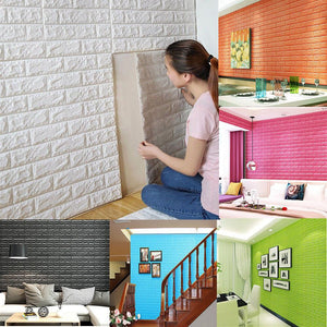 10 Pack | 58 Sq.Ft Mint Green Foam Brick Wall Tiles Peel and Stick 3D Wall Panel Room Decor