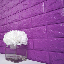 Load image into Gallery viewer, 10 Pack | 58 Sq.Ft Purple Foam Brick Wall Tiles Peel and Stick 3D Wall Panel Room Decor