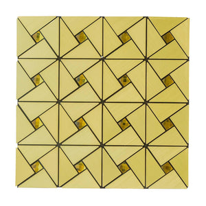 10 Pack | 10 Sq.Ft Gold Metal Wall Tiles Peel and Stick Backsplash Rhinestone Studded 3D Wall Panels