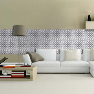 10 Pack | 10 Sq.Ft Silver Metal Wall Tiles Peel and Stick Backsplash Rhinestone Studded 3D Wall Panels