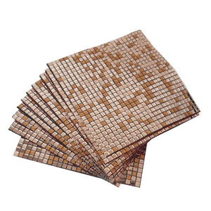 10 Pack | 12&quot;x12&quot; Rose Gold Backsplash Peel and Stick Colored Glass Mosaic Mirror Wall Tiles