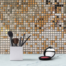 Load image into Gallery viewer, 10 Pack | 12&quot;x12&quot; Rose Gold Backsplash Peel and Stick Colored Glass Mosaic Mirror Wall Tiles